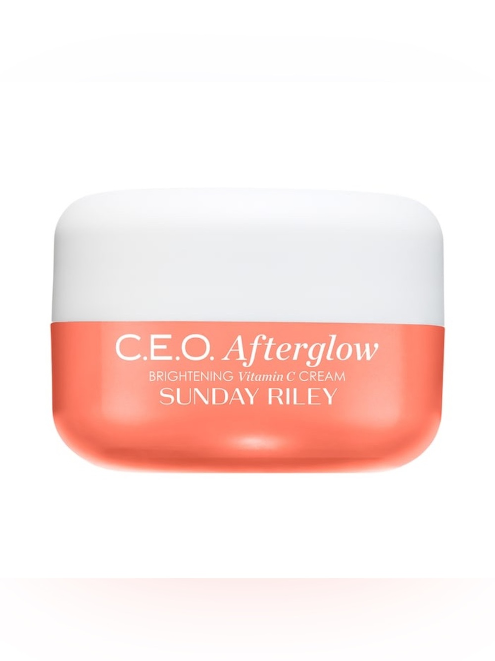 Sunday Riley C.E.O. Afterglow Brightening Cream — Coral & White Jar